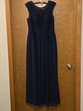 Azazie Arden Dark Navy Chiffon Dress with pockets